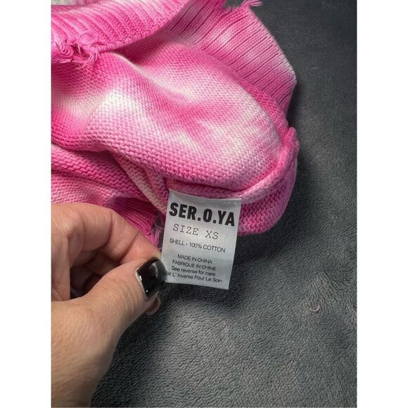 Revolve SER.O.YA Skirt Womens Sz XS Pink Line Tie Dye Robin Mini Distressed Knit - Picture 4 of 8